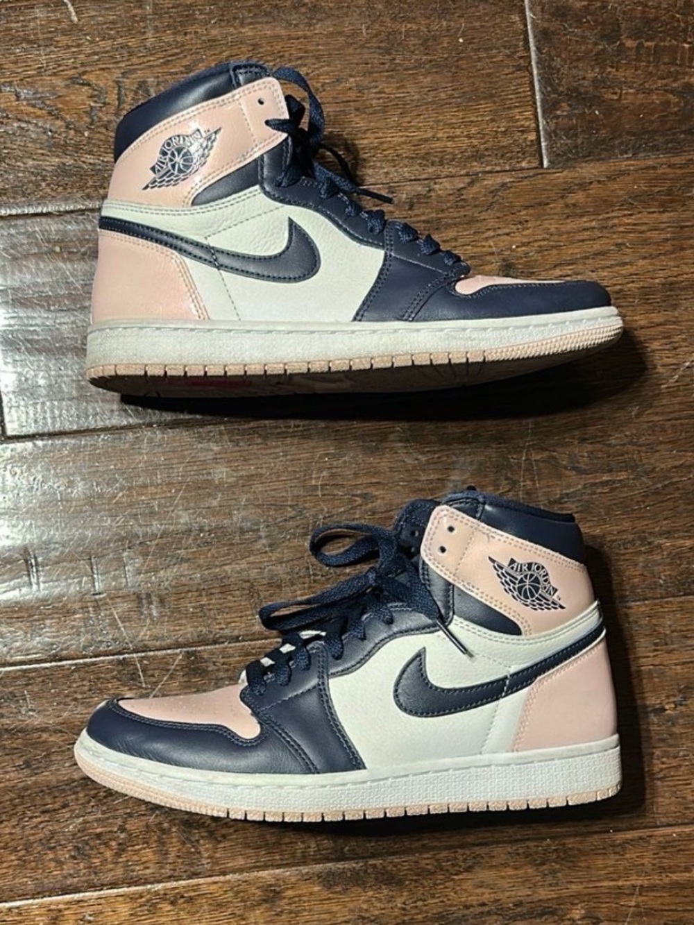 Nike bubblegum Air Jordan 1 High Top Sneakers Navy, Pink, White size 8.5 women